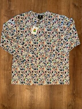 Teddy Fresh NWT Desktop Tee Long Sleeve Crewneck Large Allover Print Streetwear